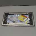 Stainless Steel License Plate Frames- 2 Pack Mirror Polished Car Plate Holder, with Screws, Chrome Caps, Heavy Duty Rustproof Metal Front Rear Car Tag Frame