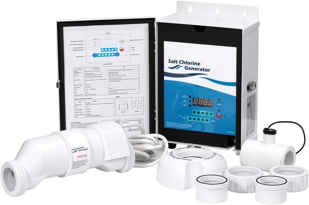Saltwater Pool Chlorine Generator Cell, Low Maintenance & Energy Efficient Pool Saltwater System for Above Ground &Inground Pools Up to 25,000 Gallons, Cell Salt 11