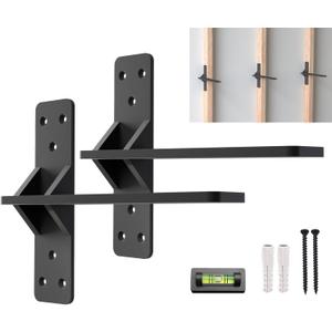 16 inch Floating Countertop Support Brackets by Balin Designs, Free hanging Floating Shelf Brackets Heavy Duty, Invisible Wall Shower Bench T Support for Vanities, Granite Countertops, (2 pack) (Black)
