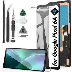 for Google Pixel 6A incell Screen Replacement for Pixel 6A GX7AS GB62Z G1AZG LCD Display Touch Screen Digitizer Assembly Replacement with Tools