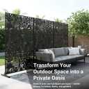 Metal Privacy Screen Outdoor 72in Decorative Laser Cut Steel Garden Divider Panel with Tropical Leaf Design, Weatherproof Freestanding Modern Privacy Fence for Patio, Deck, Backyard & Balcony