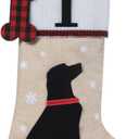 20 Inches Pets Initial Christmas Stocking,Dog Christmas Stocking Personalized with Dog Bone Hanging Wooden Ornament,Xmas Gifts for Pets(Letter I)