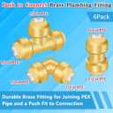 2 x Boltigen Plumbing Fittings 1/2 inch, 6pack No Lead Brass Push Fit to Connect Couplings, 2pcs Straight, 2pcs 90 Degree Elbows, 2pcs Tee, with Disconnect Clip, for Connecting Copper, PEX, CPVC