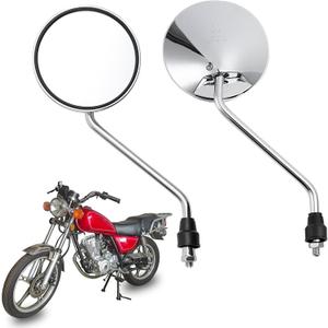 Mokuo Motorcycle Rearview Mirror in Aluminium Alloy Material with 8MM Bolt Fit for Most Motocycle Dirt Bike Scooter Moped, Silver Color