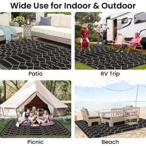 Smiry Outdoor Rug 6x9 ft, Waterproof Reversible Plastic Straw Rugs, Boho Outdoor Area Rug, Outside Floor Mat for Patio, Backyard, Deck, Picnic, Beach, Camping