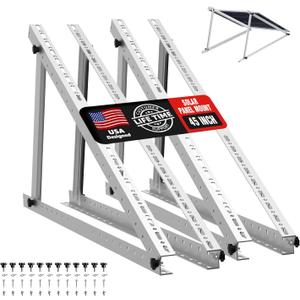 Solar Panel Mount Brackets, 2 Sets 45 inch Adjustable with Foldable Tilt Legs, Suitable for 2-4pcs 180 200 300 400 500 Watt Solar Panel for Roof, RV, Boat, and Off-Grid