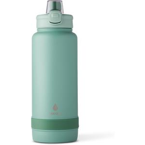 Manna Push Stainless Steel Bottle with Push-open Locking Lid and Sipping Spout - 40 Oz - Basil Powder Coat