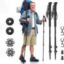 100% Carbon Fiber Trekking Hiking Poles for Women and Men, Collapsible Ultralight Walking Sticks with Cork Grip for Flip Locks 2-Pack