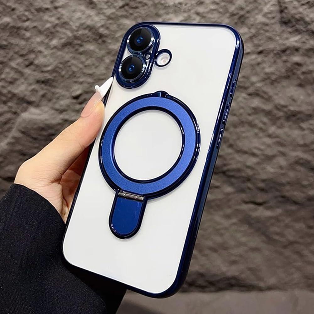 Magnetic Case for iPhone 17 Case Kickstand, Compatible with Magsafe, Built-in Camera Lens Protector, Clear Case Cover for iPhone 17, Blue Magnetic Case for iPhone 17 Case Kickstand, Compatible with Magsafe, Built-in Camera Lens Protector, Clear Case Cover for iPhone 17, Blue