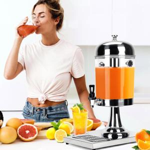 Stainless Steel Drink Dispenser 2.2 Gallon/8-L Single Beverage Dispenser with Ice Core And Drip Trays for Parties, Banquets, Picnic