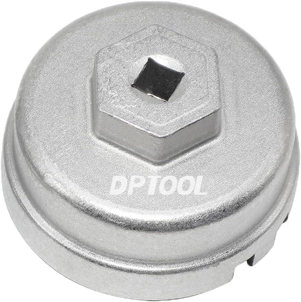 DPTOOL 64.5mm Oil Filter Cap Wrench Oil Filter Housing Removal Tool Compatible with Toyota Corolla Prius Lexus with 3/8" Calibre 14 Notches 6 Slots 2.0L-5.7L Engine