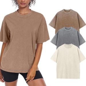 Womens Washed Vintage Oversized T-Shirt Baggy Workout Tops Short Sleeve Cotton Tshirts Streetwear Boyfriend Tee (XL)