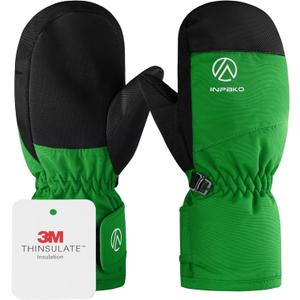 Kids Ski Gloves Waterproof Winter Snow Gloves for Boys Girls Cold Weather Windproof Warm Mittens for Snowboard Sport Outdoor (4-6 years old, Green)