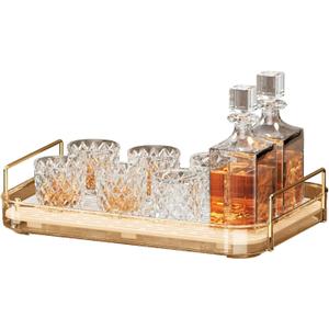 Seoneiro Whiskey Tray, Glass Cup Rack, Mug Holder, Coffee Cup Organizer, Bathroom Countertop with Drain Board Glass Decorative Organizer, Food Tray, Kitchen Spice Rack