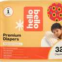 Hello Bello Diapers, Size 1 (8-12 lbs) Flower Child, 32 Count of Premium Disposable Baby Diapers, Hypoallergenic with Soft, Cloth-Like Feel