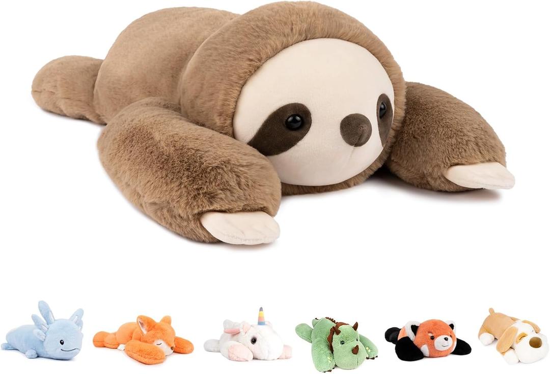 Niuniu Daddy 20" | 3.3 Pound Weighted Sloth Stuffed Animals for Adults & Kids & Baby, Large Brown Sloth Weighted Lap Animals Plush, Cute Weighted Stuffy Toy as Gift for Christmas Birthday Holidays