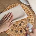 MIXUMON Woven Placemats Round, Natural Water Hyacinth Wicker Placemat for Dining Table, Large Handmade Woven Placemats Heat Resistant Non-Slip (12" - Set of 6)