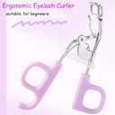 Eyelash Curler for Women - Gentle & Pain-Free Lash Curler with Comfort Finger Grips, Fits All Eye Shapes & Sizes, Includes 2PCS Silicone Replacement Pads for Long-Lasting Lashes (Purple)