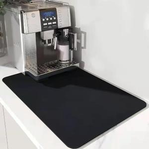 Dish Drying Mat Coffee Mat Drying Pad Hide Stain Absorbent with Rubber Backed for Kitchen Counter,Coffee Machine Dish Rack (Black, 12"x20")