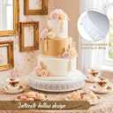Wenqik White Cake Stand 16 Inch Metal Round Cupcake Dessert Wedding Cake Stand with Cutting & Spatula Cookies Display Holder Fruit Serving Tray for Table Wedding Birthday Anniversary Party