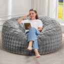 Hobestluk Bean Bag Chairs Beanbag Chair with Filler Adult Bean Bags with Fluffy & Machine Washable Cover, Giant Bean Bag Chairs for Aduts (Grey, 4FT-44" x 44" x 24")
