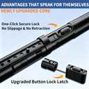 Heavy Duty One-Click Tension Curtain Rod 40-67Inch, Easy to Install, No Drill Adjustable Curtain Rod, 1.26"Diameter Non-Slip Rod for Windows, Shower, Bathroom, Closet, Balcony & Outdoor Spaces, Black