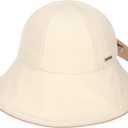 Women Sun Bucket Hat Ponytail Hole with Bow Tie Waterproof Ultra Wide Brim Beach Hat UV Protection UPF 50+