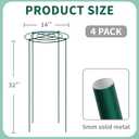 4 Sets Peony Support Cage,14"Diax32"High Heavy Duty Metal Plant Support,Grow Through Hoops Grids with 4 Thickened 5mm Legs,Strong Support Brace for Heavy Blossoms,Flower Support Ring for Peonies,Rose