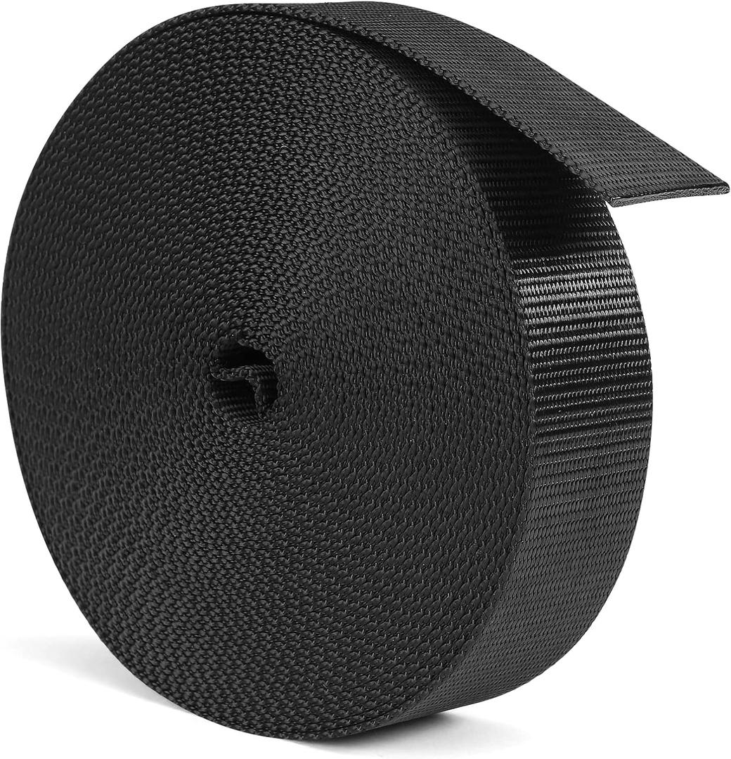 BEYOURD Webbing, Heavy Duty Webbing Straps, Extra Thick Strapping for Outdoor DIY Gear Repair, Black White