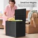 30 Gallon Deck Box, Waterproof Resin Outdoor Storage Box Lockable for Patio Furniture, Fade Resistant Patio Side Table & Organizer for Garden Tools, Pool Floats, Outdoor Cushions, Black