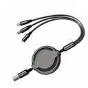 GLOGO 3 in 1 Retractable Charging Cable [3A,3FT] Multi USB Cable Fast Charger Cord for Phone, Samsung, iPad, Tablets, Switch and More - Black