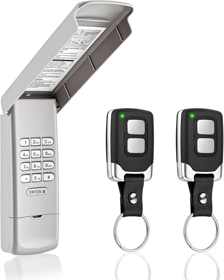 Garage Door Opener Keypad with 2 Garage Door Opener Remote for Liftmaster Chamberlain Craftsman Remote Keypad Replacement 877MAX 893LM 893Max 971LM 371LM, Purple Yellow Red Orange Learn Button