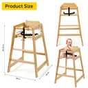 2 Pack Wooden High Chairs for Babies and Toddlers, Restaurant-Style Stackable High Chair with Commercial Grade Solid Wood for Dining Table & Kitchen, Easy to Clean Baby Booster Seat - Natural