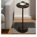 COVLON Drink Table, Carved Table Top Martini Table, Small Side Table, Weighted Base Pedestal Table for Living Room, Bedroom, Bathroom, Brown