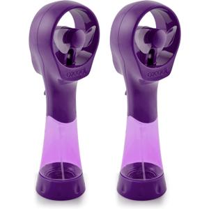 O2COOL 2 Pack Elite Battery Powered Handheld Water Misting Fans (Purple)