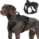 Tactical Dog Harness for Large Dogs, Heavy Duty No Pull Military Service Vest with Control Handle & 4 Patches, Adjustable Reflective Soft Padded Pet Harness for Training Walking Hiking (Black, L)