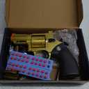 Revolver Toy Gun with Holster Gold - Soft Bullet Western Cowboy Prop Revolver Gun Plastic Play Cap Guns Pistol for Kids Boys Age 6+ Foam Blaster CS Toy Rifle Sniper Small Hand Gun Cosplay Shoot Game