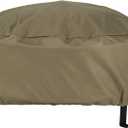 Sunnydaze Round Outdoor Fire Pit Cover - Heavy-Duty 300D Polyester and PVC with Drawstring Closure - Khaki - 30-Inch (30" x 12")