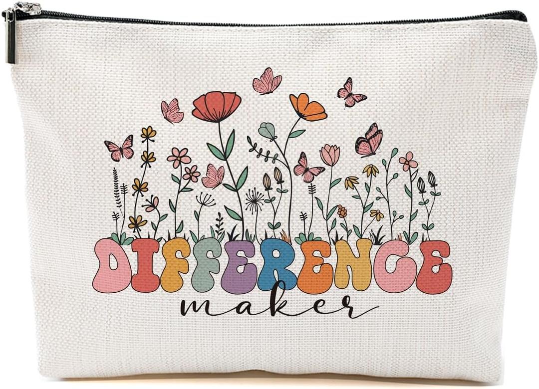 Difference Maker Definition Makeup Bags for Women Cosmetic Bag Appreciation, Difference Maker Gifts for Her Moms Teacher Colleagues Girthday Gift, Makeup Pouch Zipper Bags, Organizer, Cosmetic Pouch
