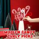 Chiisong 6 Pcs Christmas Tree Decorations Picks 12 Inch Christmas Woolen Bells Candy Curly Pick Xmas Tree Topper Ornaments for Home Office Party Supplies(Red White)