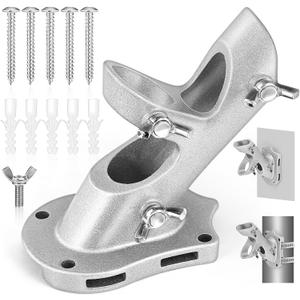 Flag Pole Holder, Anovo Flag Pole Brackets Mount Outside House Heavy-Duty Aluminum Metal Rust Proof Bracket 1" Inner Diameter 2 Positions with Hardwares for Outdoor Wall Mounting Porch( Silver-1 Pack)