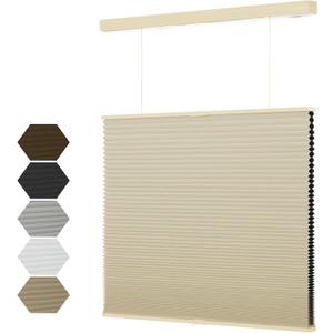 MYshade Top Down Bottom UpTDBU Cellular Shades, 1.5 inch Cordless Blackout Honeycomb Pleated Blinds for Windows Home Bedroom Office, Light Control, Thermal Insulated, 29" W x 64" H, Beige