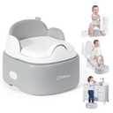 Orzbow 3-in-1 Toddler Potty Training Toilet | Baby Potty Chair, Toilet Topper Training Seat and Step Stool for Boys and Girls, Easy-to-Clean with Splash Guard and Lid, Grey (Gray)
