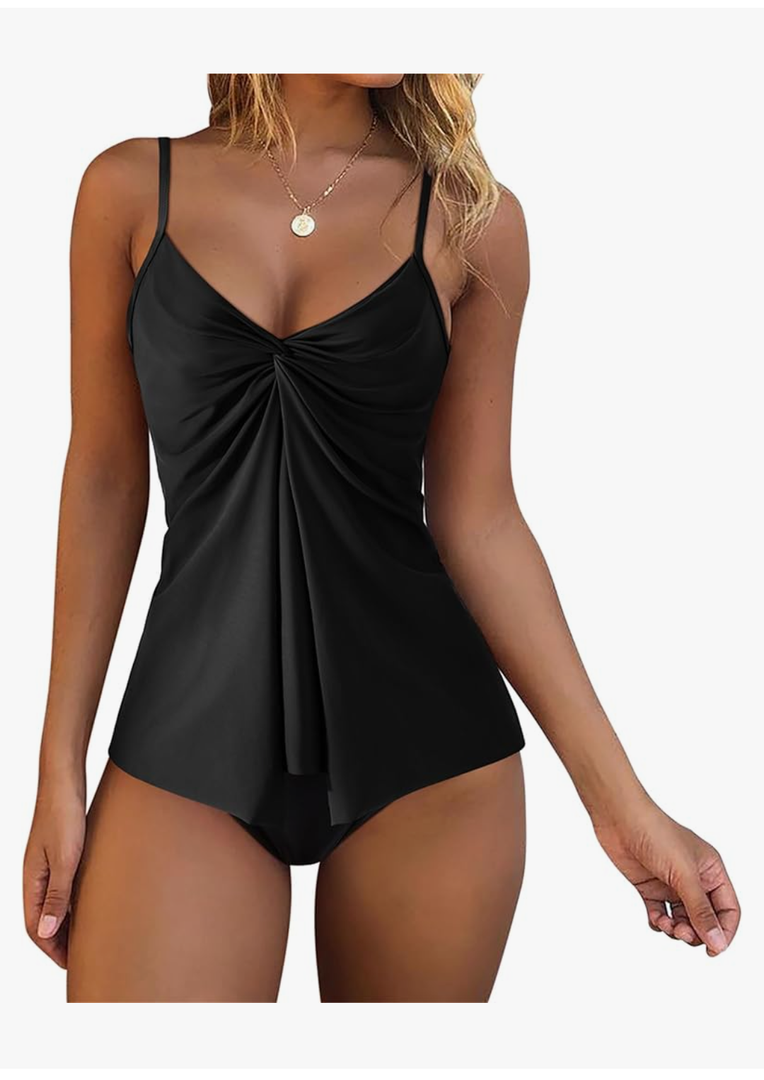 RXRXCOCO Womens Tankini Push Up Tummy Control Swimsuit Knot Front Bathing Suit, Size M
