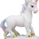 Ebros Pastel Colors Majestic Rainbow Mane Unicorn Mare Horse with Golden Horn Figurine Collectible Decor Magical Unicorns Theme (Walking On Clouds)