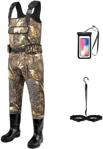 Trudave Chest Waders for Men & Women Waterproof, Fishing Neoprene Waders, Hunting Waders with Boots Size 12 Boots,Reed-grass