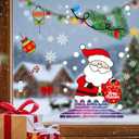 2 x Christmas & Halloween Static Window Clings Set (20x30cm & 35x28cm),8-10 Designs/Pack, Removable Decals for Glass (Christmas Cozy Whimsical, Polyvinyl Chloride, Large)