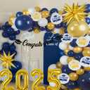 Graduation Balloon Arch Garland Kit 2025, 18" 10" Blue Gold Balloons with Congrats Grad Banner 32" 2025 Foil Balloons for Class of 2025 Party Decorations High School College Celebrations