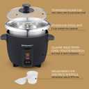 Elite Gourmet ERC006SS 6-Cup Electric Rice Cooker with Stainless Steel Inner Pot, Makes Soups, Stews, Porridges, Grains and Cereals, 6 cup (3 cups uncooked), Black