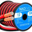 NAOEVO 12 Gauge Wire 100FT, 2 Conductors Electrical Wire Red Black Cable, Flexible/Low Voltage/PVC 12 AWG Copper Clad Aluminum Extension Cord for Speaker, LED Strips, Automotive 12V/24V DC